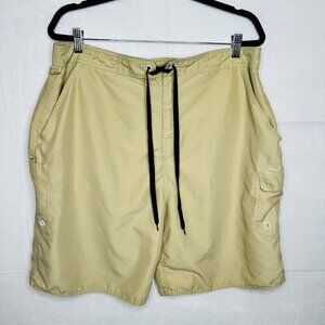 AFTCO Bluewater Shorts Sz 36 Khaki 9" Fishing Drawstring Swim Boardshorts